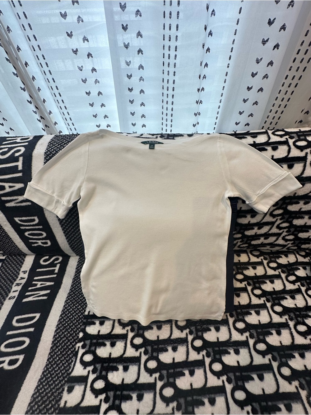 Lauren Ralph Lauren Cream Short Sleeve Knit Tee